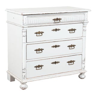19th Century Swedish Pine White Chest of Four Drawers For Sale