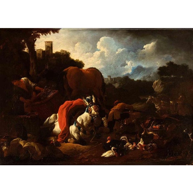 Oil on canvas attributed to Philipp Peter Roos Rosa da Tivoli, realized in the late 17th Century in Italy. Large work with...