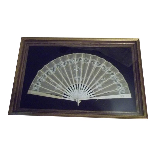 Framed Vintage Silk Celluloid Fan In Shadow Box Frame Chairish