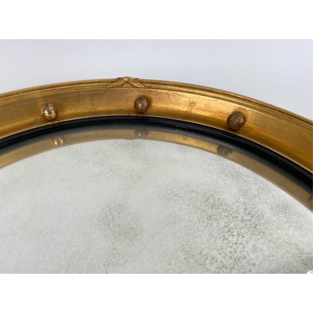 Traditional Vintage Giltwood Regency Style Convex Bullseye Mirror For Sale - Image 3 of 6