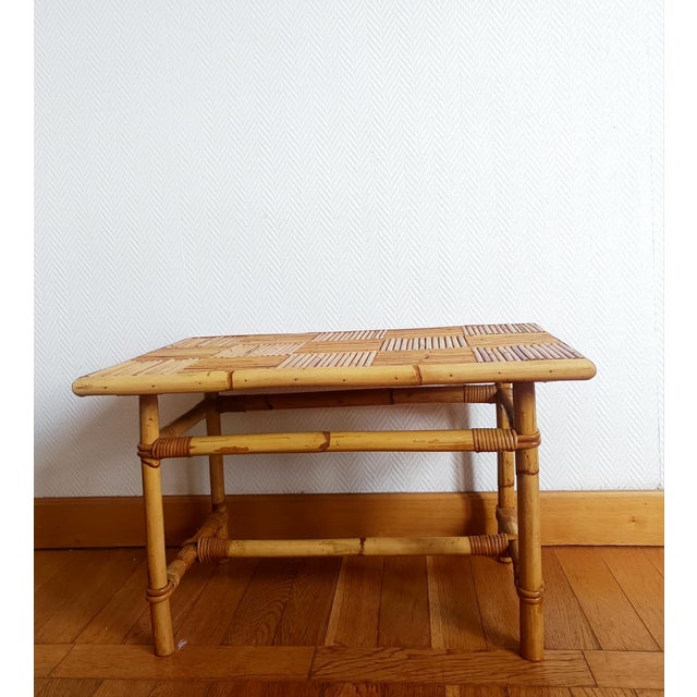 1970s Vintage Bamboo Coffee Table in the style of Audoux Minet, 1970s For Sale - Image 5 of 11