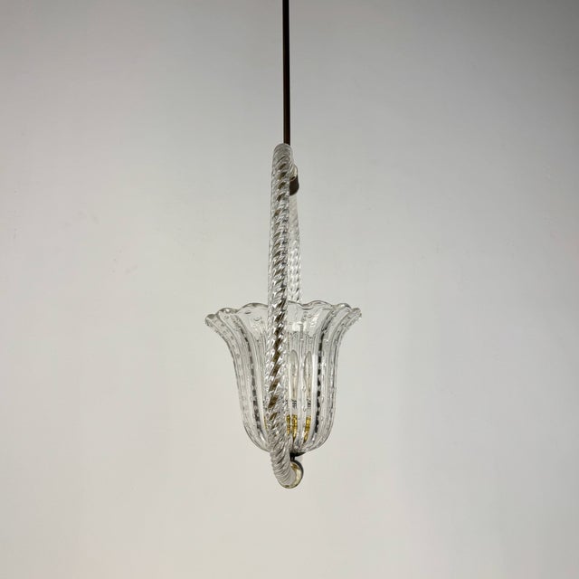 Murano Glass Pendant Lamp from Barovier Toso, 1940s, in Very Good conditions. Designed 1920 to 1949 This piece is...