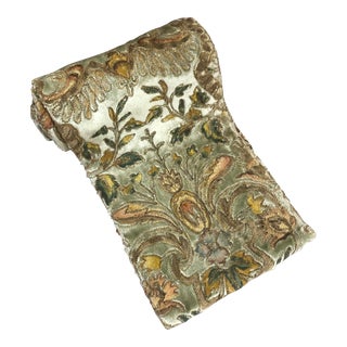 Antique Italian Green & Gold Silk Velvet Embroidered Textile Sash/Trim For Sale
