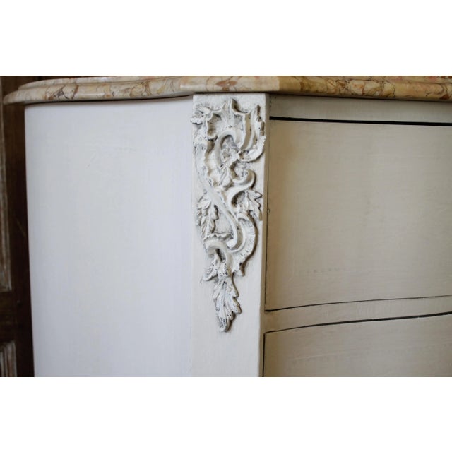 1940s Louis XV Style Marble Topped Walnut Commode For Sale - Image 4 of 12