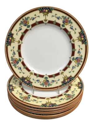 1930s Vintage Royal Worcester Orlando China Dinner Plates - Set of 8
