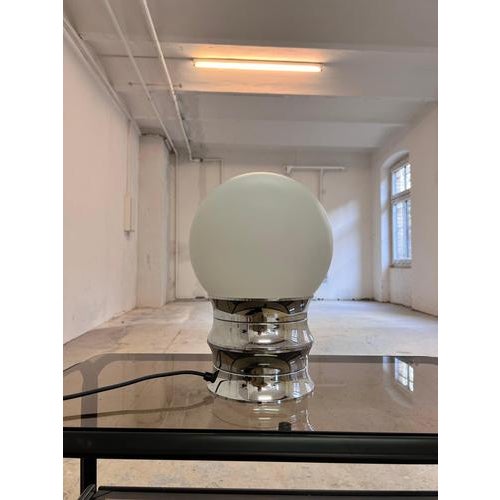 Glass Table Lamp in Chrome Opal Glass from VEB Narva For Sale - Image 7 of 11