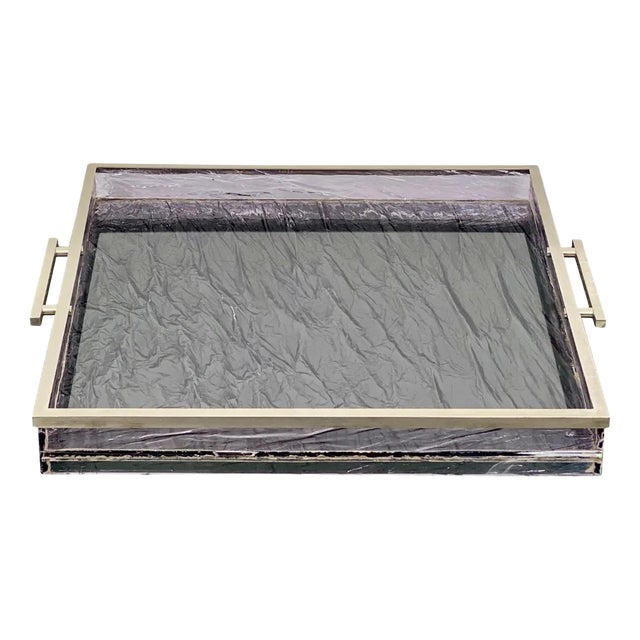 Italian Ice Effect Tray Centrepiece in Acrylic Glass and Metal, 1970s For Sale