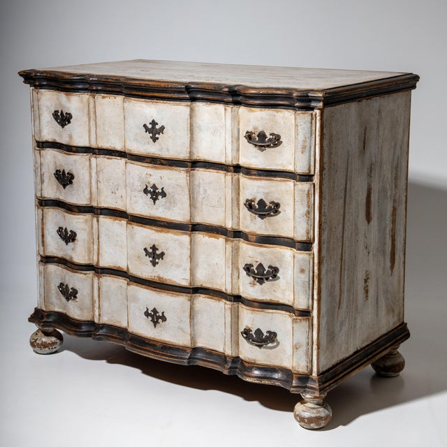 Wood White-Painted Baroque Chest of Drawers, 1700s For Sale - Image 7 of 7