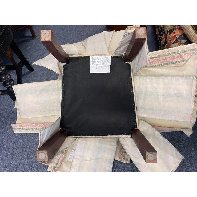 Vintage 80s/90s Designmaster Bow Tie Parsons Style Dining Chairs, a Set of Seven, Skirted, Custom Jacquard Upholstery For Sale - Image 11 of 12