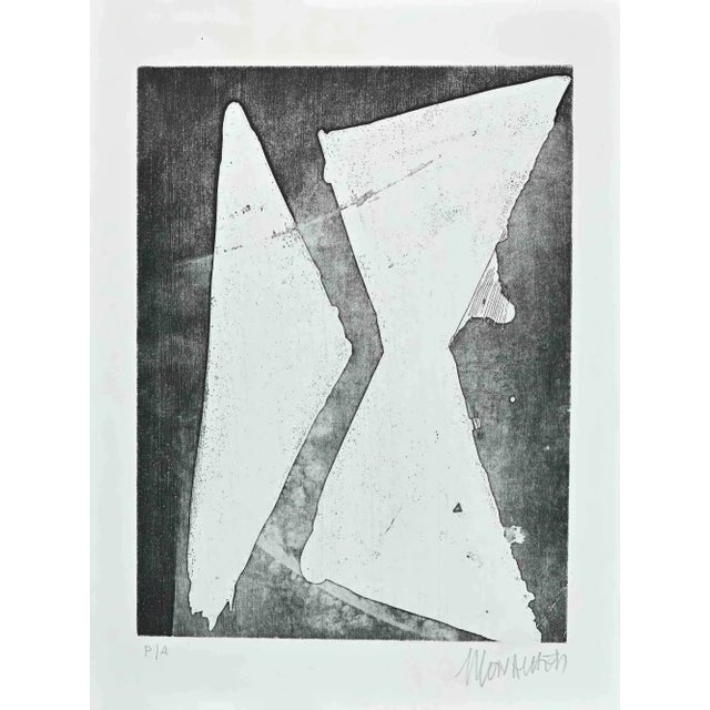Hourglass is an original etching artwork on paper realized by Sante Monachesi. Hand-signed on the lower right by pencil....