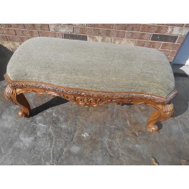 Art Nouveau Gorgeous Hand Carved Solid Wood Bedroom / Foyer / Window Bench For Sale - Image 3 of 6