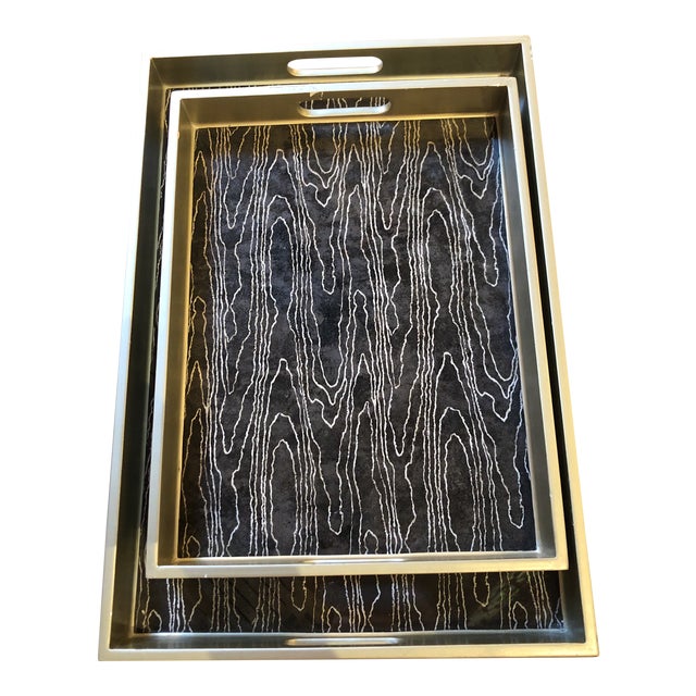Made Goods Black and Gold Serving Trays Pair Chairish