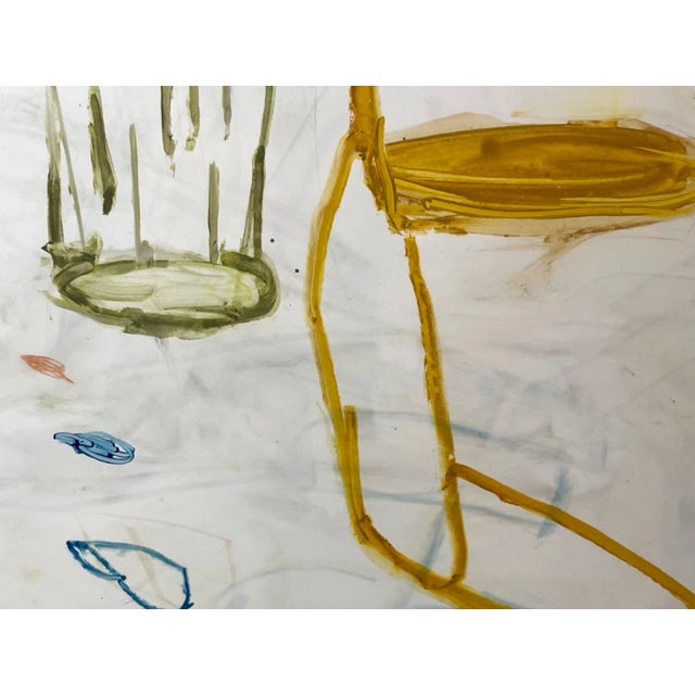 1980s Modern Original Mimi Young Abstract Acrylic Object Painting on Paper Framed For Sale In New York - Image 6 of 12