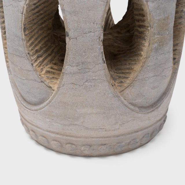 Early 21st Century Chinese Interlocking Limestone Drum For Sale - Image 5 of 6