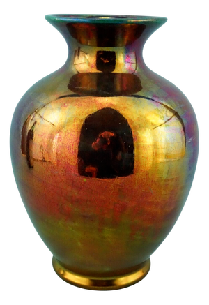Vintage Ceramic Vase with Gold Metallic Enamel by Bottega Gatti, 1970s