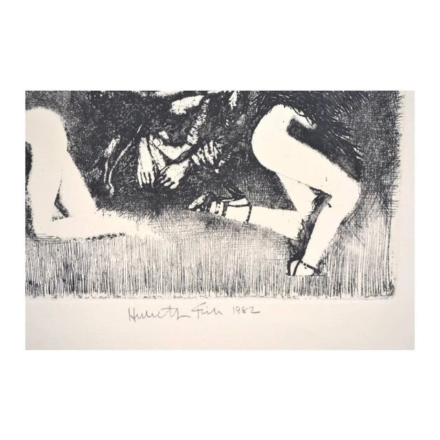 1980s "The Visitation" Surrealist Figurative Etching by Herbert L. Fink For Sale - Image 4 of 5