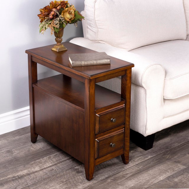 Spritely Home Accent Furniture Marcus Side Table with Storage, Medium Brown For Sale - Image 4 of 11