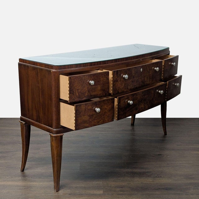 Traditional Thomasville Bow Front Burl Veneer Sideboard Buffet For Sale - Image 3 of 11