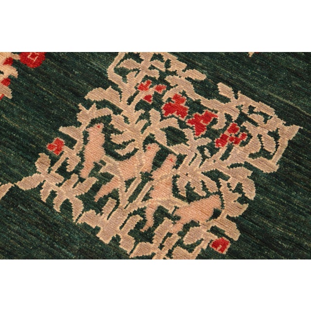 Textile Classic Ziegler Green Tan Hand-Knotted Wool Rug - 6'2'' X 9'2'' For Sale - Image 7 of 8