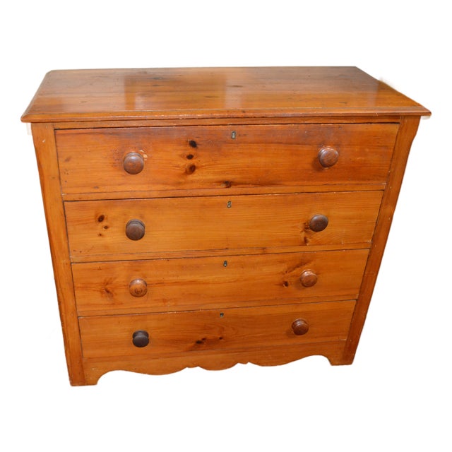 Antique Honey Pine Chest of 4 Drawers / Dresser English Farmhouse Country For Sale
