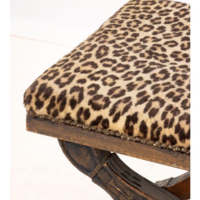 Mid 20th Century Regency Style Leopard Print Upholstered Stools, 2 For Sale - Image 5 of 8