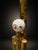 Mid-Century Modern Vintage Hollywood Regency Brass-Tone Cheval Floor Mirror With Porcelain Knobs For Sale - Image 3 of 5