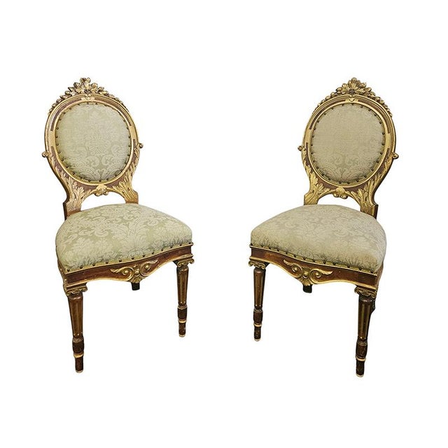 Textile Chairs in Lacquered and Gilded Wood, 1960s, Set of 4 For Sale - Image 7 of 7