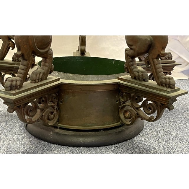 Antique Architectural Salvage Bronze Regency Royal Lion Epergne Coffee Table For Sale - Image 9 of 13