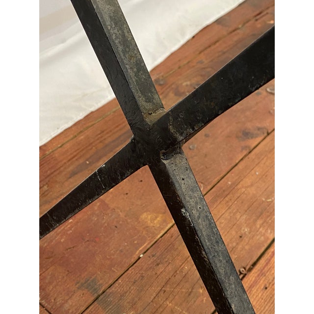 Patinated Square Stock Steel Saw Buck Console Table For Sale - Image 10 of 11