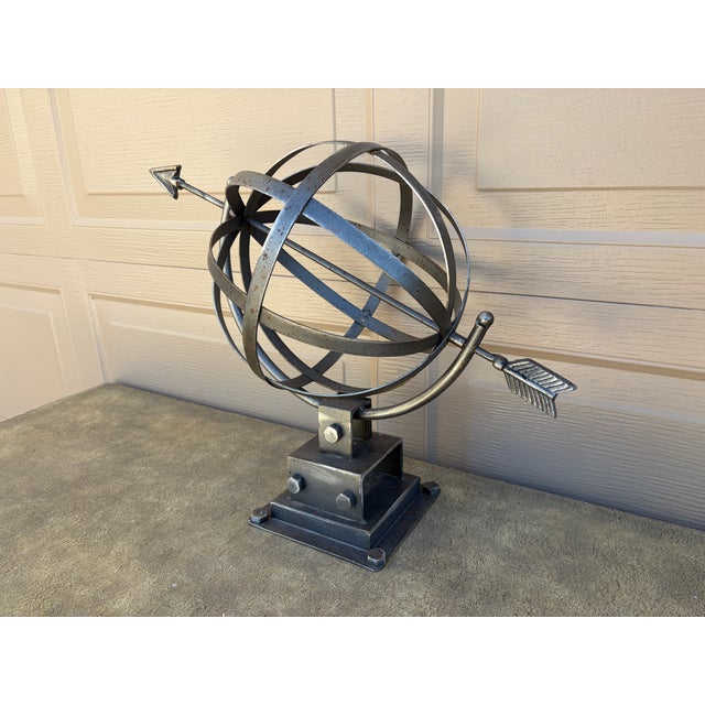Brutalist Style Iron Garden Armillary Sundial, Usa, 20th Century For Sale - Image 4 of 12