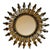 Round wrought iron sunburst mirror from the 1950s. Italian handcrafted, decorated with leaves.
