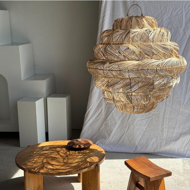 1980s Rattan Spherical Shape Pendant Light, 1980s For Sale - Image 5 of 11