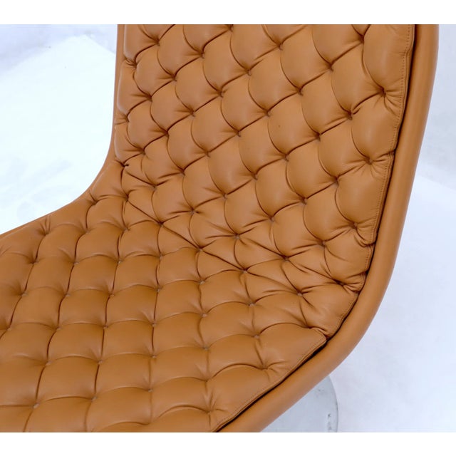 Metal Pair of Mid 20th Century Documented Verner Panton Tan Tufted Leather 123 Lounge Chairs For Sale - Image 7 of 12
