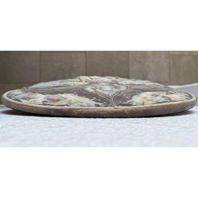 Brown Vintage Milton Cameo Shield Stone Composite Wall Plaque – After Léonard Morel-Ladeuil For Sale - Image 8 of 9