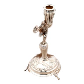 Silver Toothpick Holder with Peasant Carrying Fruit For Sale