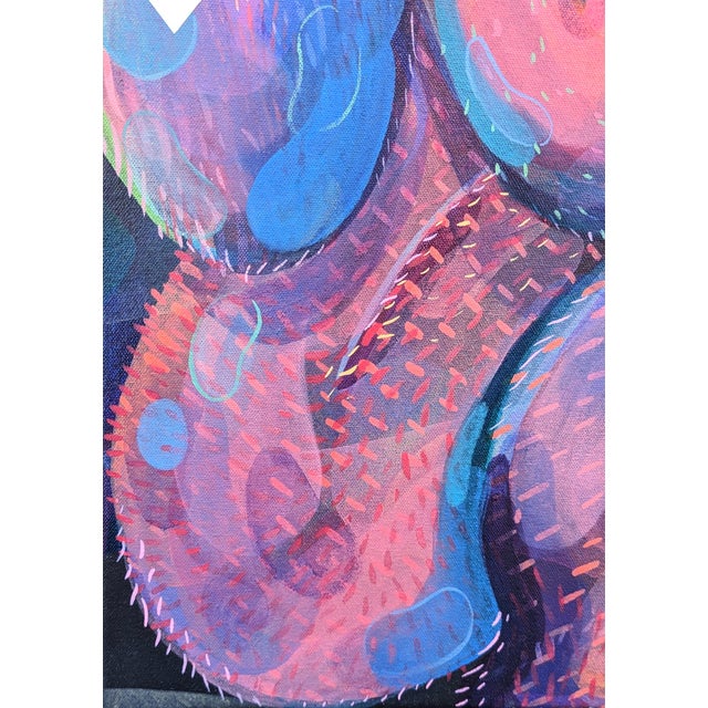 Blue Cecilia Beaven Contemporary Abstract Pink and Blue Toned Biomorphic Rabbit Figure Painting, 2021 For Sale - Image 8 of 12