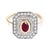 Metal Art Deco Ruby Halo Diamond Ring in 14k Gold Size 6.5 For Sale - Image 7 of 12