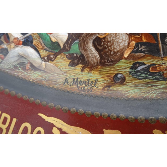 Large Hand-Painted Wall Charger Plate Depicting Waterloo Battle with Napoleon by Jean Antoine Mertel, 1866 For Sale - Image 15 of 18