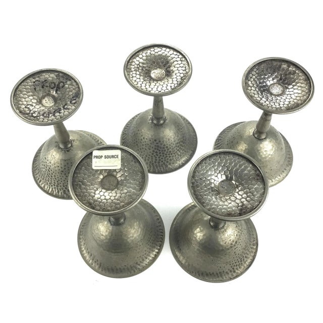 Vintage Pewter Champagne Goblet Coupes - Set of 5 For Sale In Portland, ME - Image 6 of 11