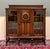 Jacobean Antique English Jacobean Bookcase Bow Front Cabinet Triple Door Oak C1930s For Sale - Image 3 of 18