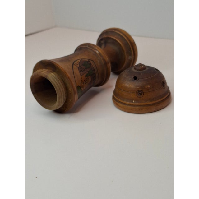 Antique Bezalel Jerusalem Olive Wood Spice Box Besamim Holder 1920s Palestine Era For Sale - Image 10 of 18