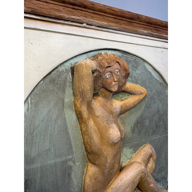 Vintage Mid-Century Wood Female Figure Relief Sculpture For Sale - Image 4 of 11