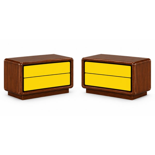 Modern Pair of Vintage Post-Modern Wooden Nightstands For Sale - Image 3 of 5
