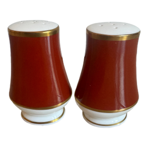 1980s Mikasa Bone China Salt & Pepper Set in Mikasa Egyptian Terracotta Pattern