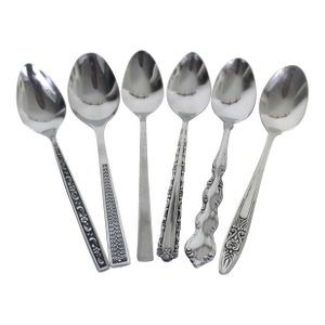 Mid Century Modern Curated Mismatched Set of 6 Demitasse Small Spoons