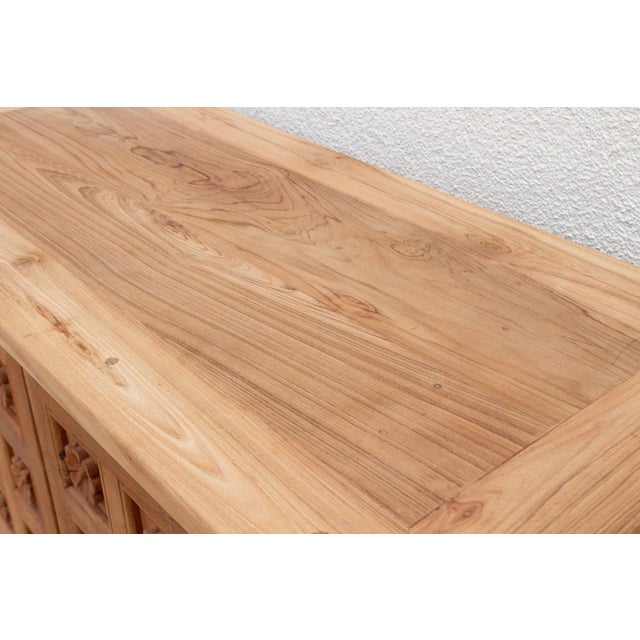 80" Long Reclaimed Teak Lotus Flower Credenza For Sale - Image 9 of 10
