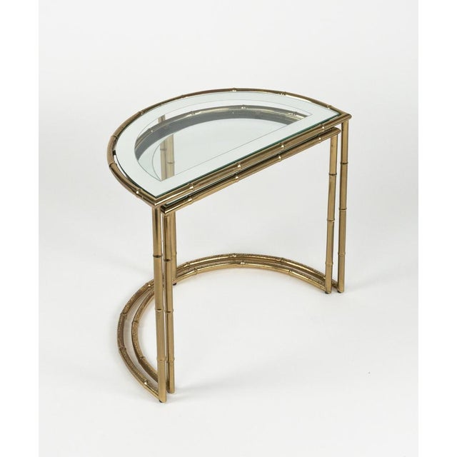 Mid-Century Modern Brass and Glass Nesting Tables, 1970s, Set of 2 For Sale - Image 9 of 18