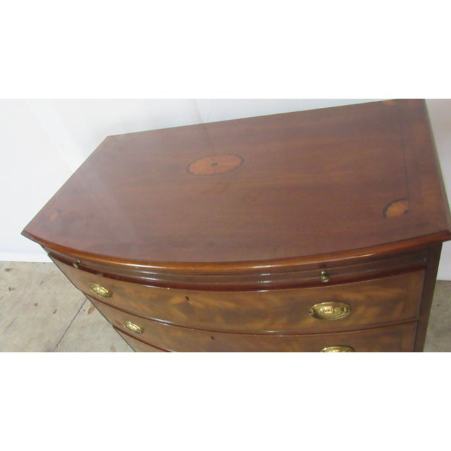 1980s 1980s White Bowfront Chest Mahogany Banded Amazing Server Silver Chest For Sale - Image 5 of 11