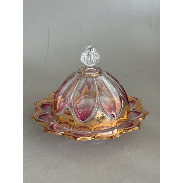Antique American Amberina Art Glass Butter Cheese Covered Dish 1880s For Sale In Tampa - Image 6 of 13