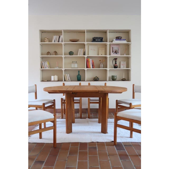 Round Extending Dining Table in Elm attributed to Maison Regain, France, 1980s For Sale - Image 14 of 15